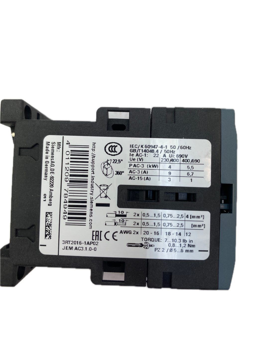 Siemens SIRIUS 3RT2016-1AP02 230V 50/60Hz