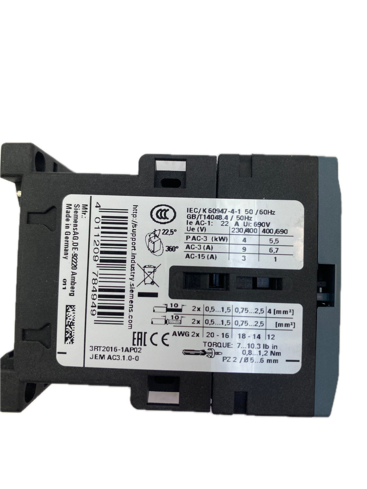 Siemens SIRIUS 3RT2016-1AP02 230V 50/60Hz