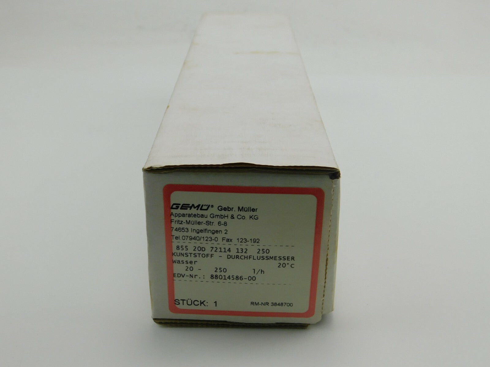 GEMÜ DURCHFLUSSMESSE 855 20D 72114 132 250 PS 10,0 bar I-DE-8801 4586-00-3848700