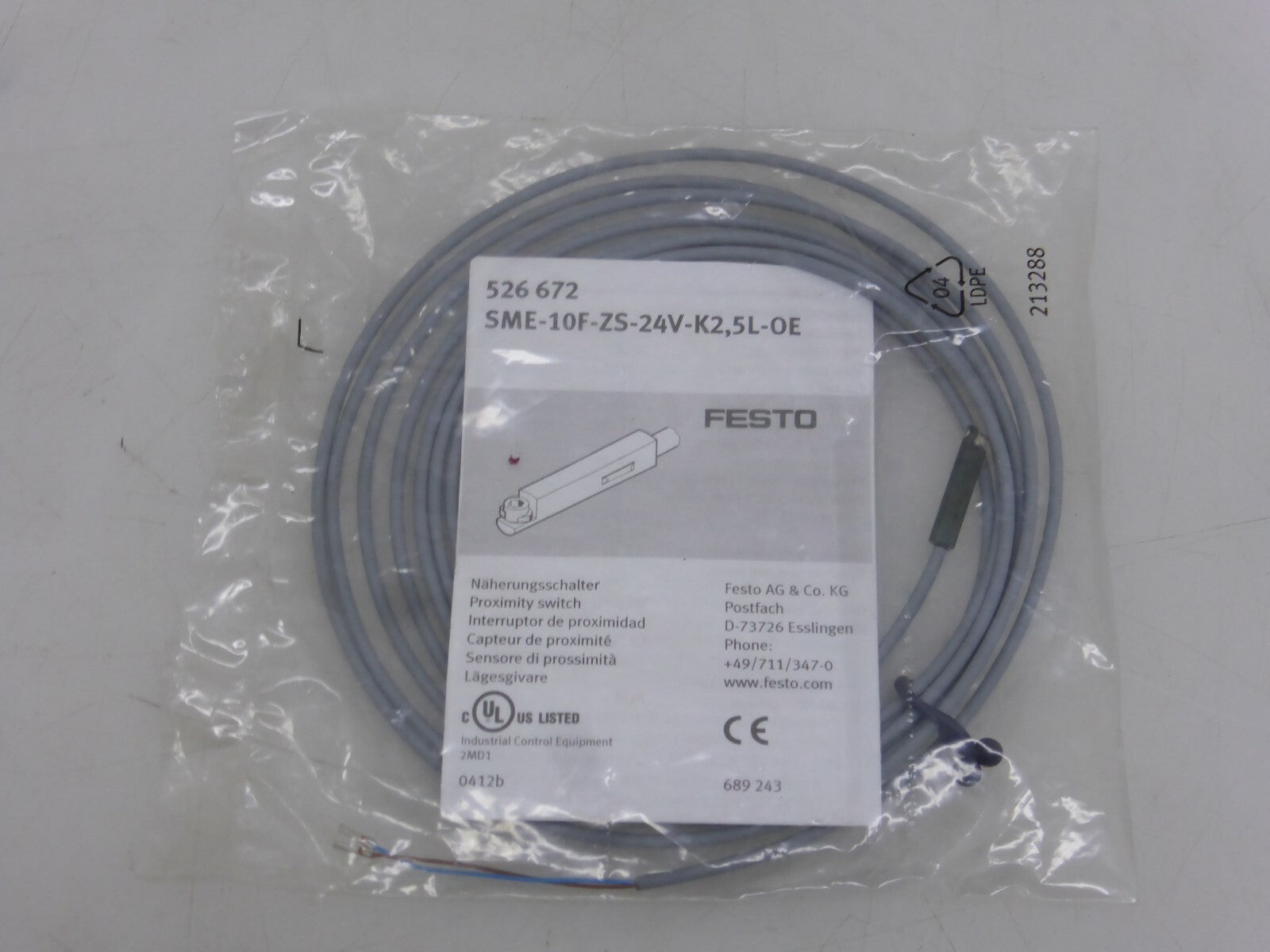 FESTO Sensor 526672 SME-10F-ZS-2V-K2,5L-OE