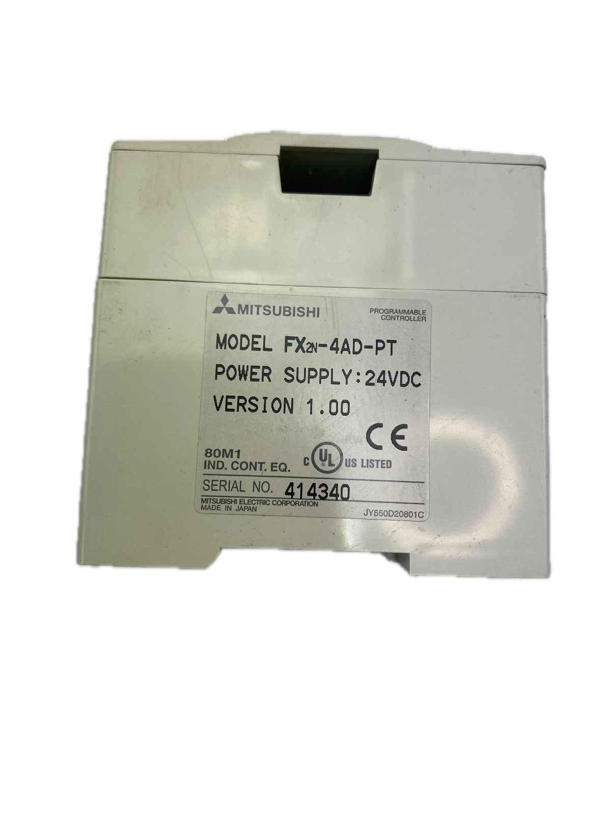 MITSUBISHI PROGRAMMABLE CONTROLLER MODEL FX2N-4AD-PT POWER SUPPLY 24VDC Version1