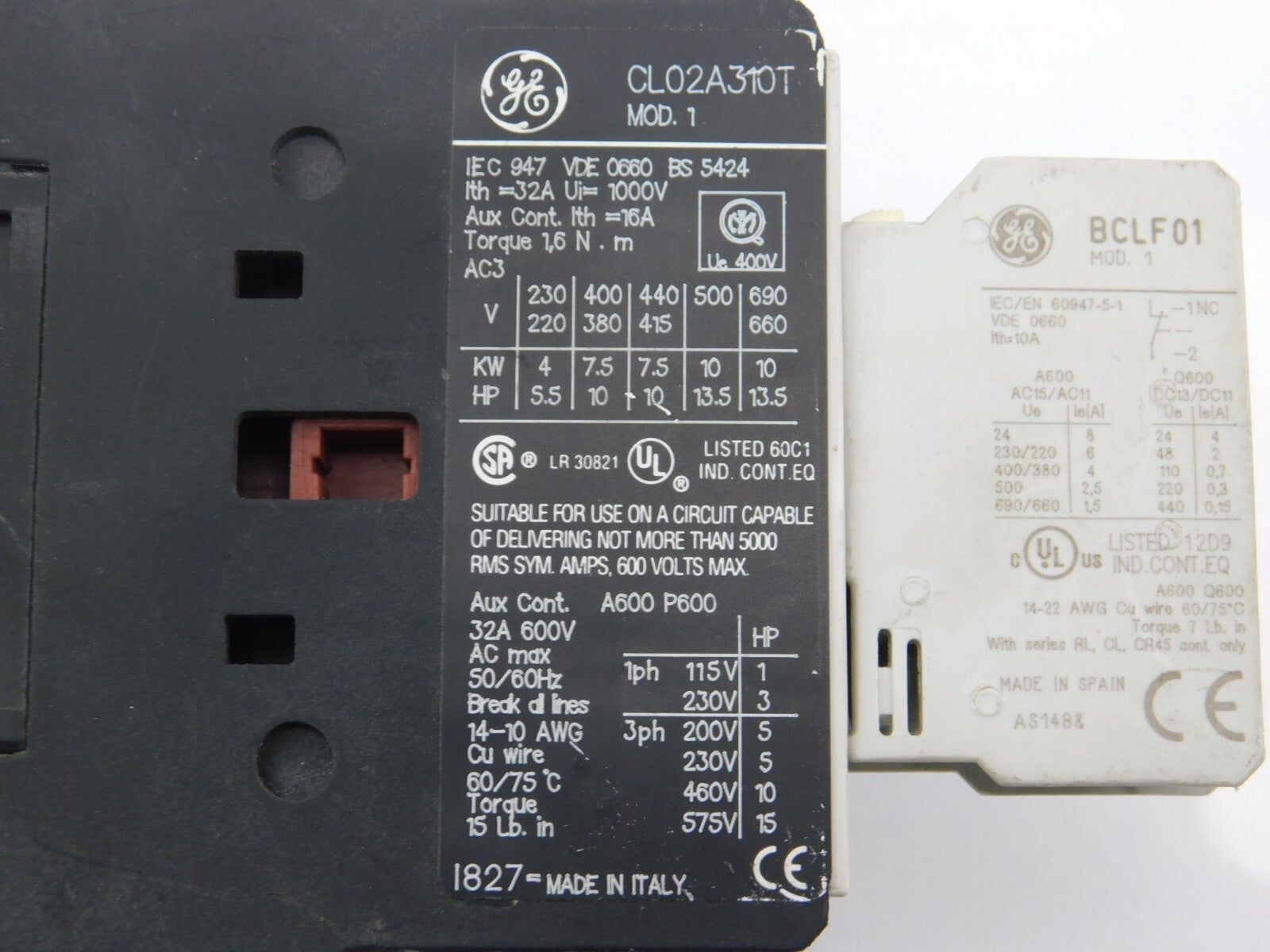 General electric CL02A310T & BCLF01