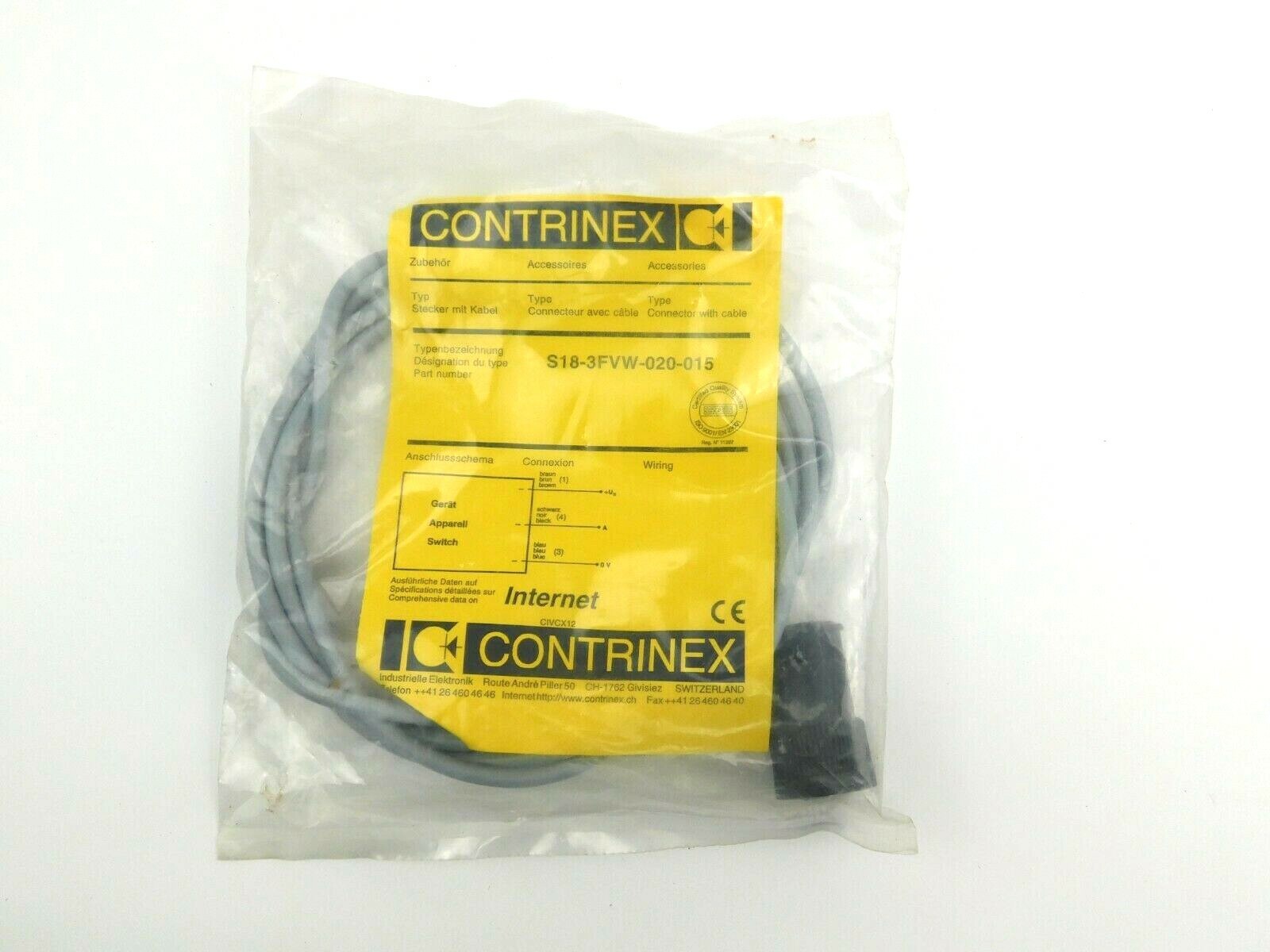 CONTRINEX S18-3 FVW-020-015 Stecker mit Kabel