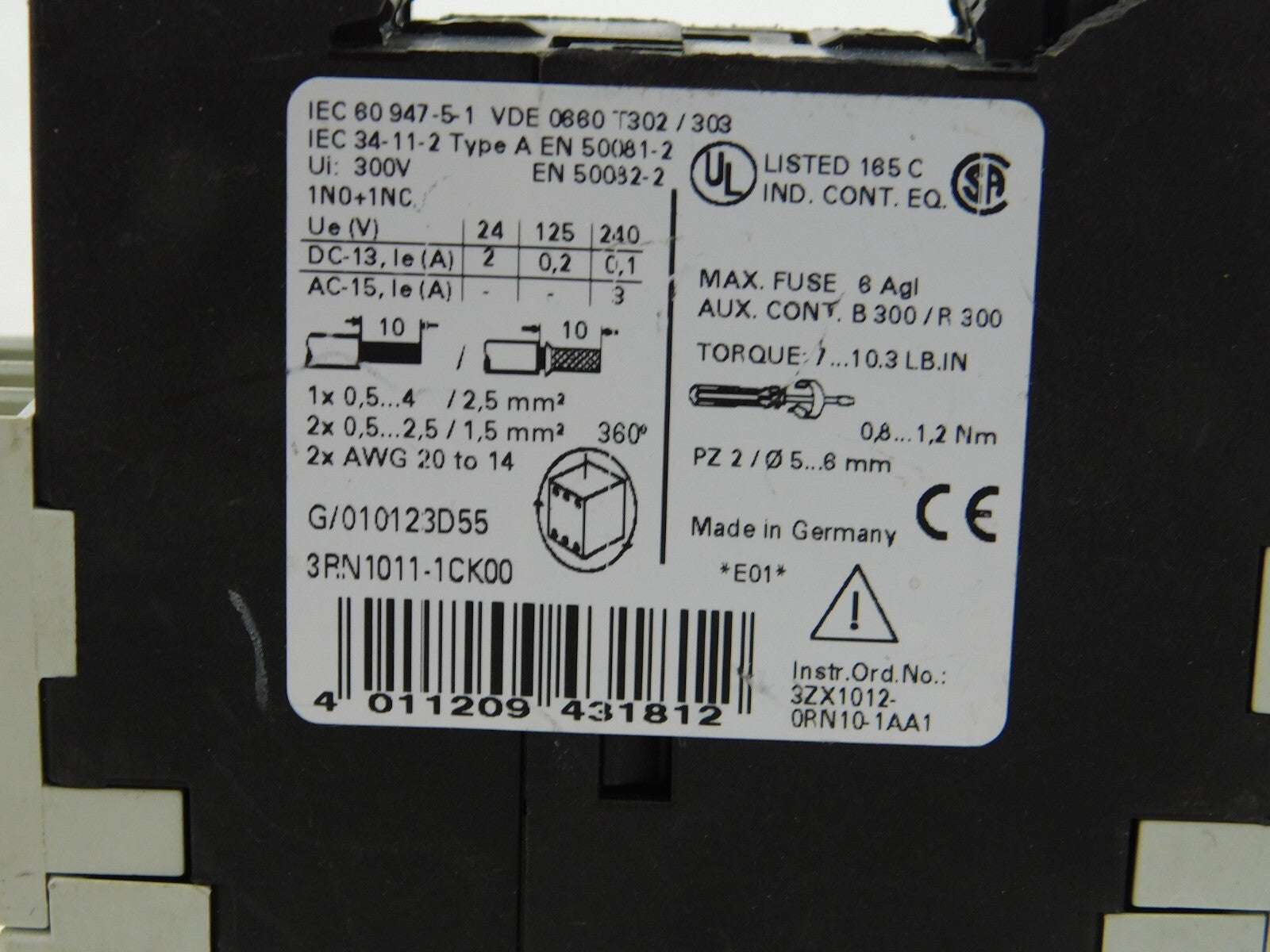   SIEMENS Motorschutz SIRIUS 3A 3RN1011-1CK00