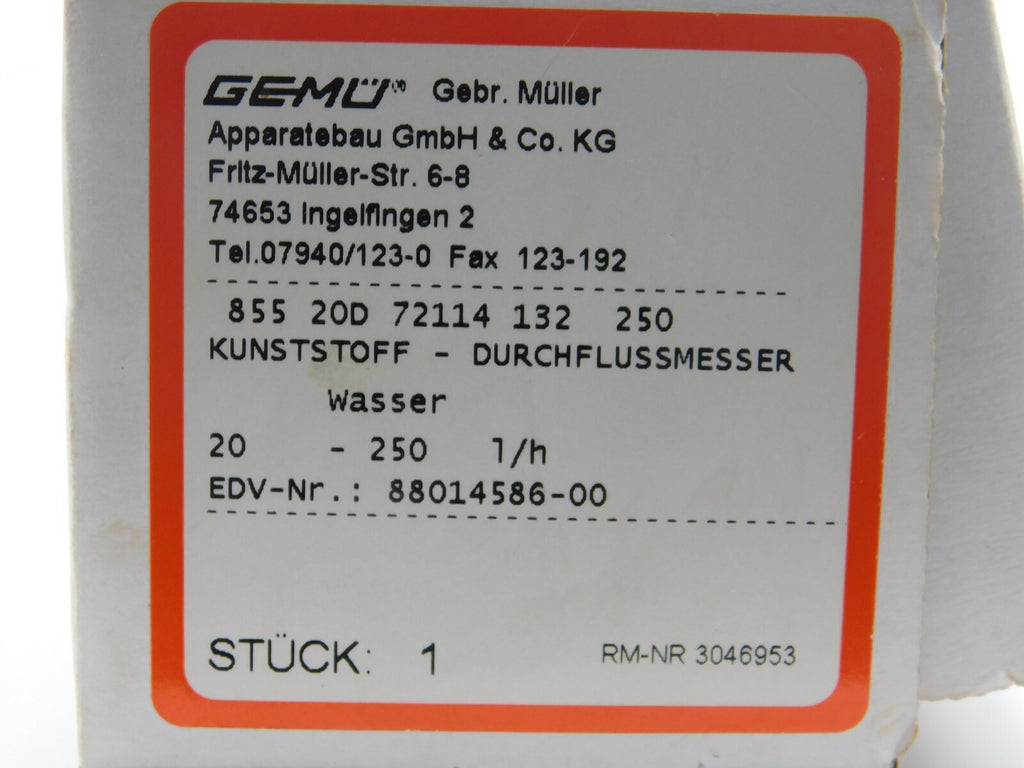 GEMÜ DURCHFLUSSMESSER 855 20D 72114 132 250 880014586-00